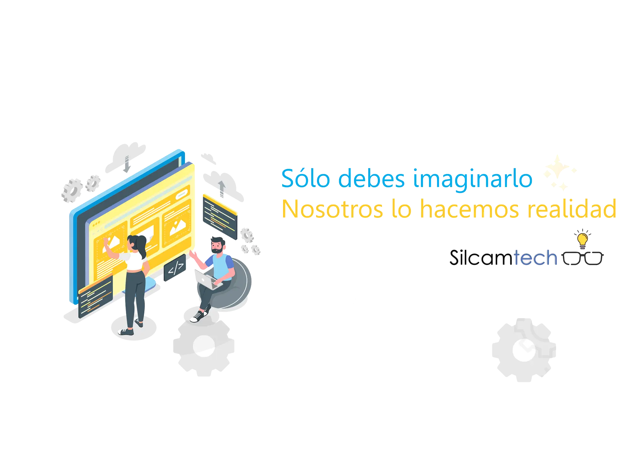 Ilustración del equipo de Silcamtech desarrollando software